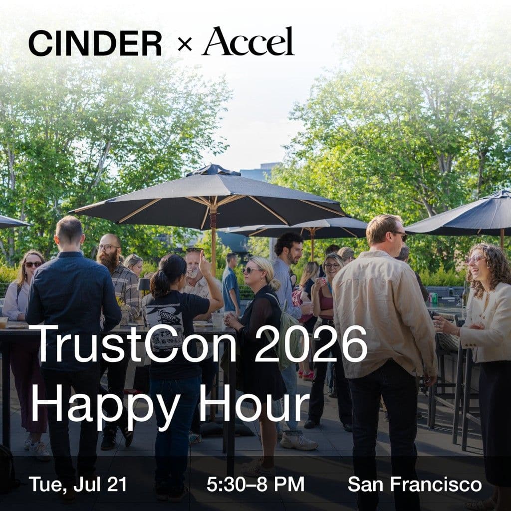 Cinder x Accel TrustCon 2026 Happy Hour on a San Francisco rooftop