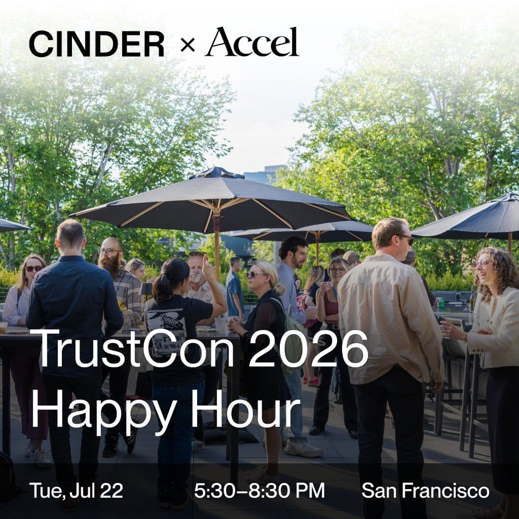 Cinder x Accel TrustCon 2026 Happy Hour on a San Francisco rooftop